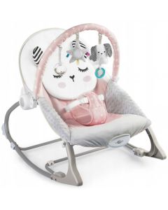 Balansoar multifunctional cu vibratii, panda, 3 jucarii, Ricokids 7325, Roz