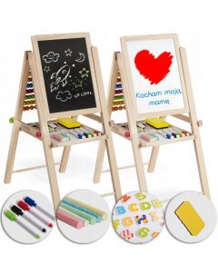 Tabla educationala cu doua fete si accesorii Ricokids RK-803, 66 x 45 x 32 cm, Natur