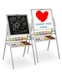 Tabla educationala cu doua fete si accesorii Ricokids RK-800, 101 x 54 x 55 cm, Gri