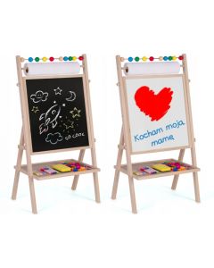 Tabla educationala cu doua fete si accesorii Ricokids RK-802, 78 x 44 x 29 cm, Natur