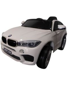 Masinuta electrica cu telecomanda, roti din spuma EVA si scaun din piele BMW X6M R-Sport - Alb