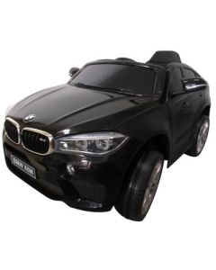 Masinuta electrica cu telecomanda, roti din spuma EVA si scaun din piele BMW X6M R-Sport - Negru