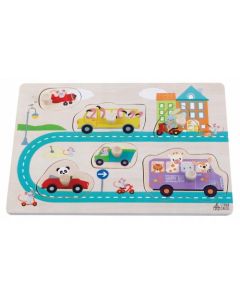 Puzzle din lemn cu 6 elemente Sun Baby 060 Street 