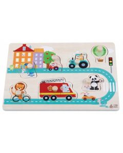 Puzzle din lemn cu 7 elemente Sun Baby 061 Street