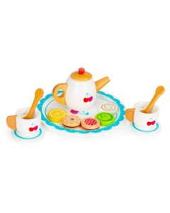 Set cu 14 accesorii pentru ceai din lemn Ecotoys PH01A003