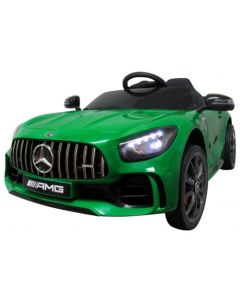 Masinuta electrica cu telecomanda, roti din spuma EVA si scaun din piele Mercedes GTR R-Sport - Verde