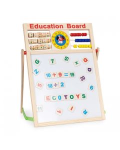 Tabla educationala din lemn cu doua fete si accesorii Ecotoys MB552