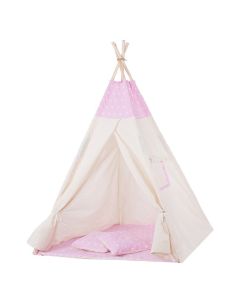 Springos - Cort copii stil indian Teepee Pink Stars XXL